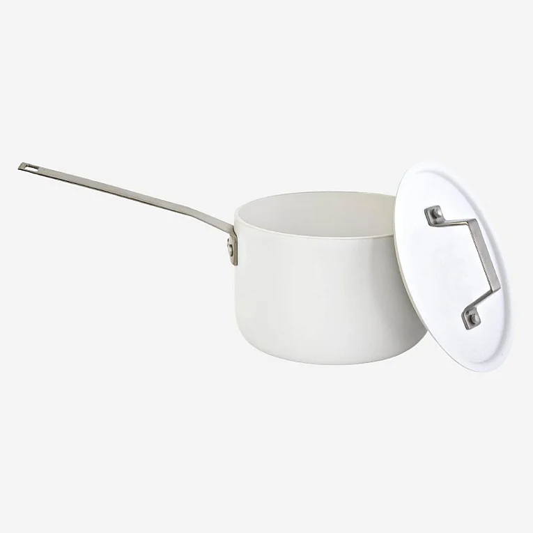Casserole avec couvercle 18 cm en aluminium extérieur blanc et revêtement intérieur céramique - 5