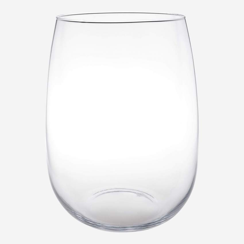 Vase en verre soufflé bouche - 26 cm - Transparent