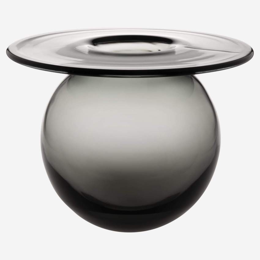 Vase en verre soufflé bouche - 16 cm - Gris