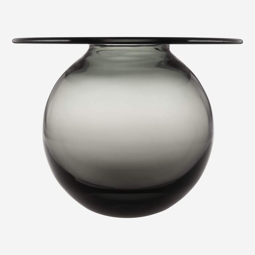Vase en verre soufflé bouche - 16 cm - Gris