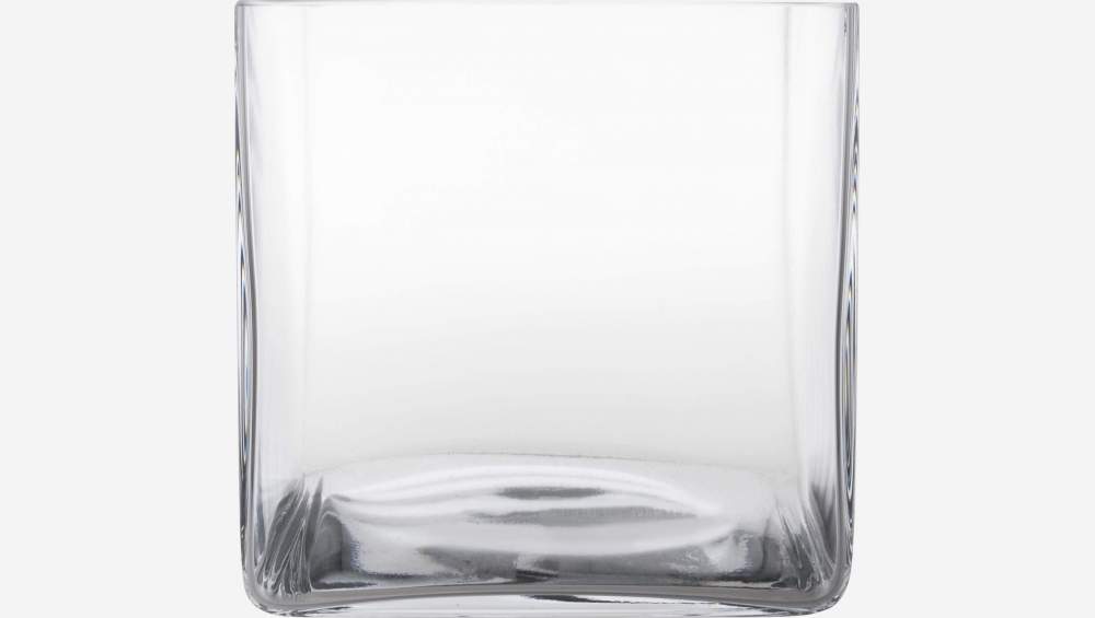 Vase carré en verre soufflé bouche - 15 cm - Transparent