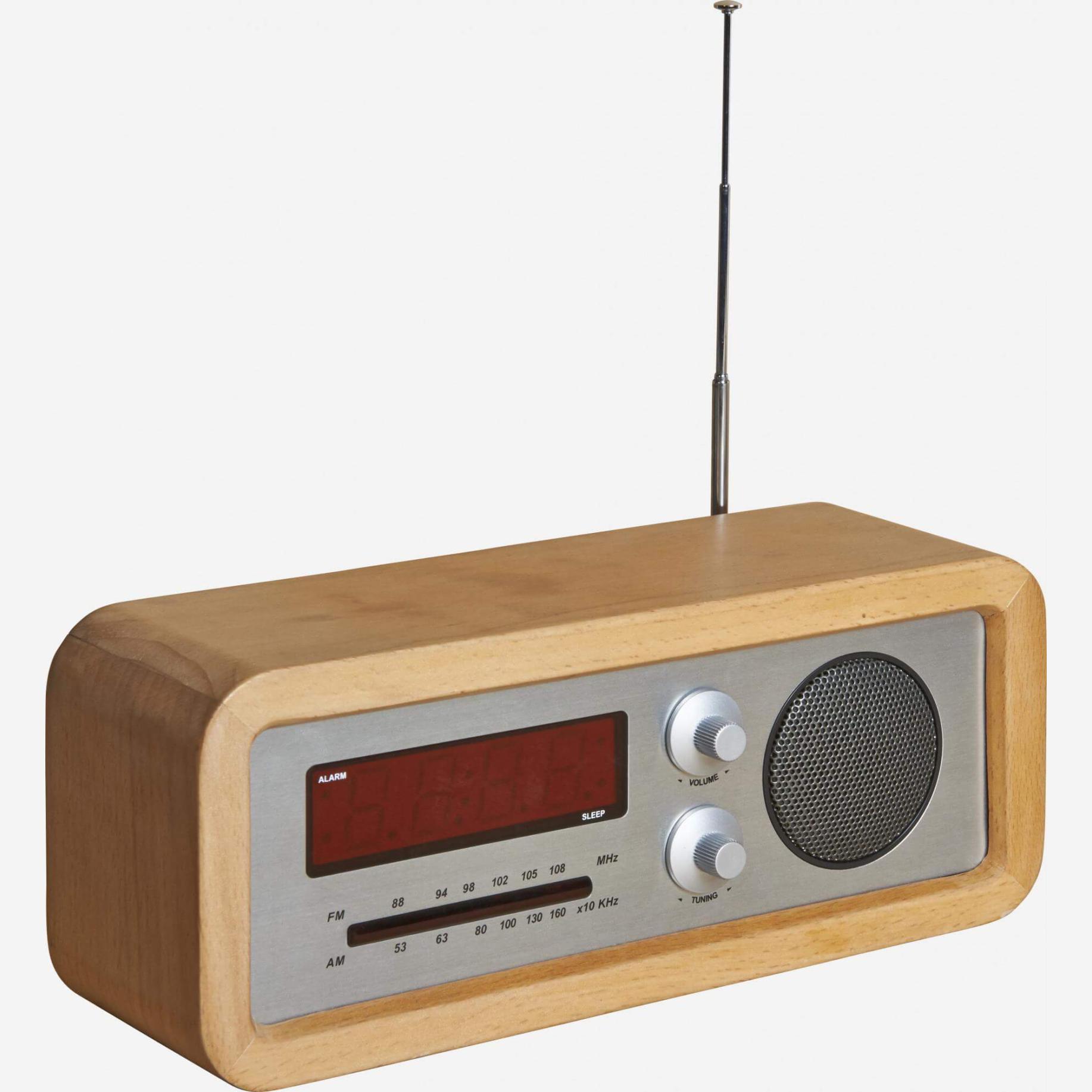 Radio-réveil en bois