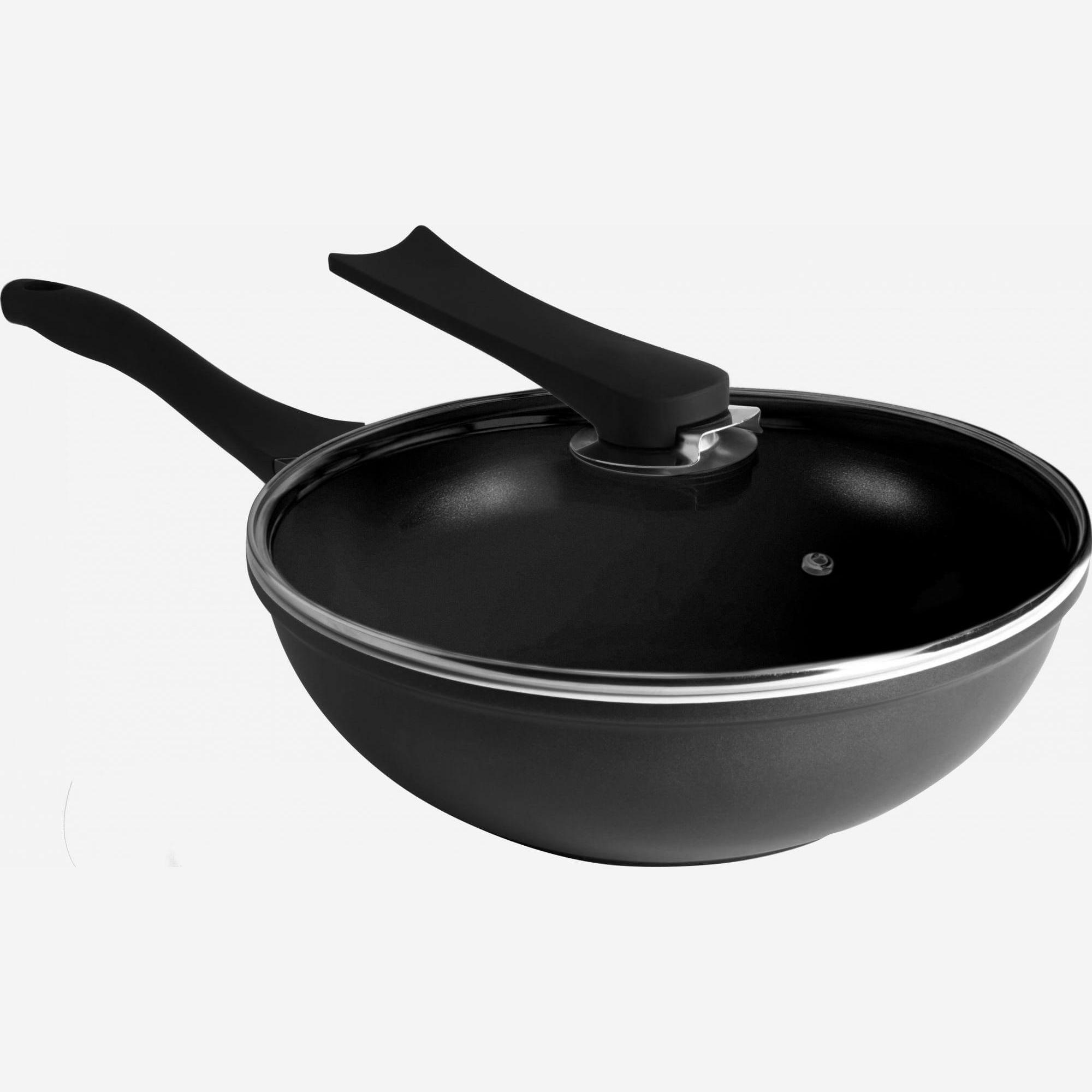 Wok en aluminium et Greblon C3+ - 28 cm