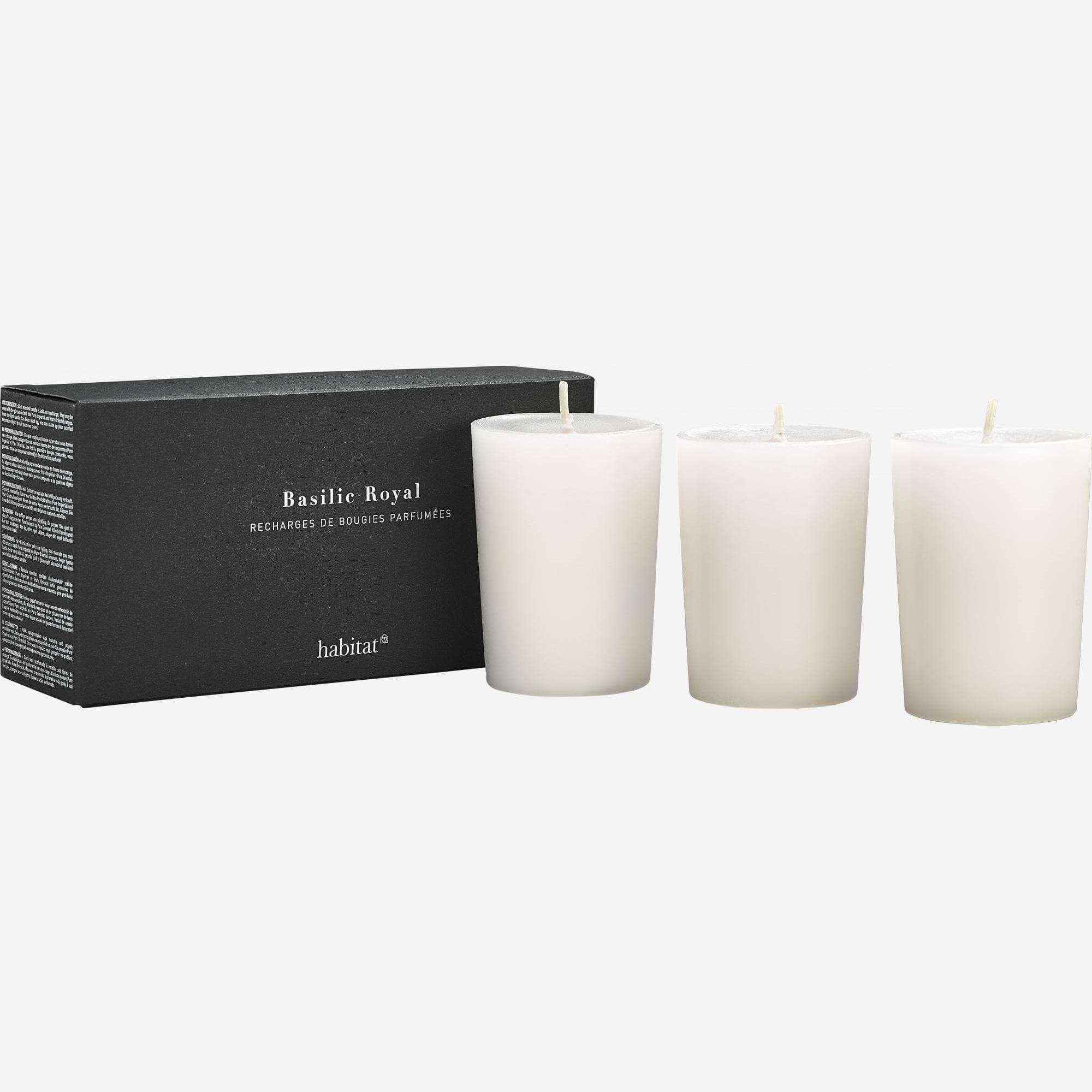 Refill for 3 small Basil scented candles, 3 x 150g