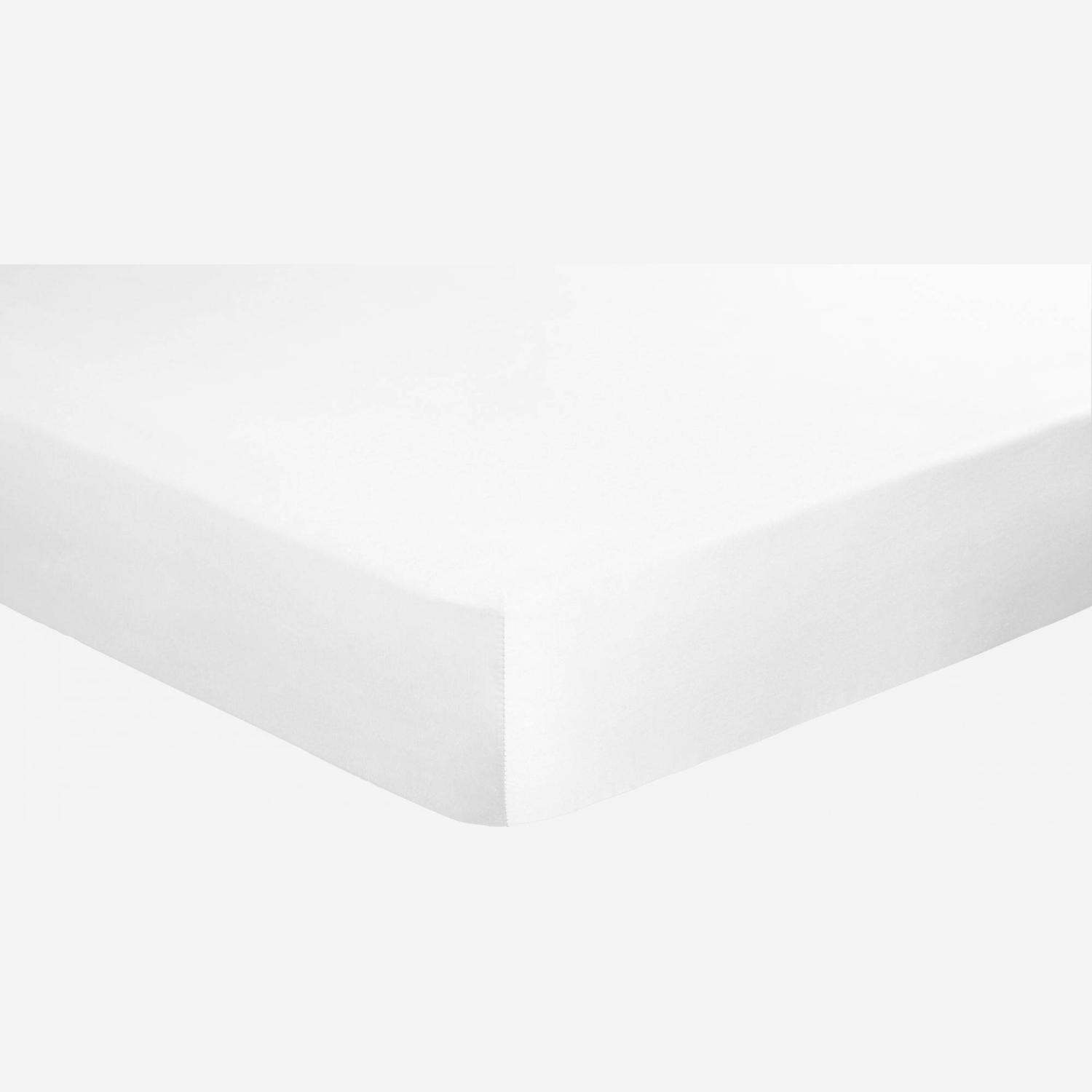 Drap housse en satin de coton - 140 x 200 cm - Blanc
