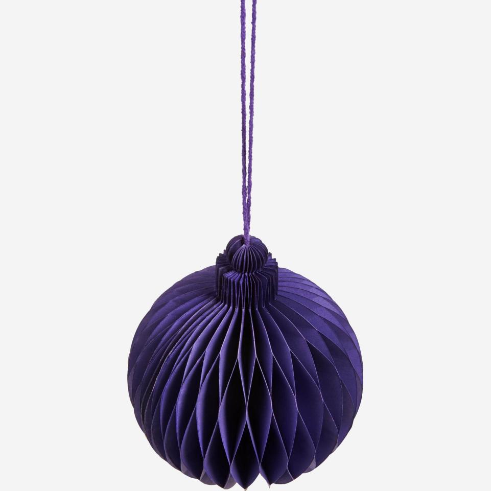 ENGELS/ LONG DROP PAPER BAUBLE  PURPLE 