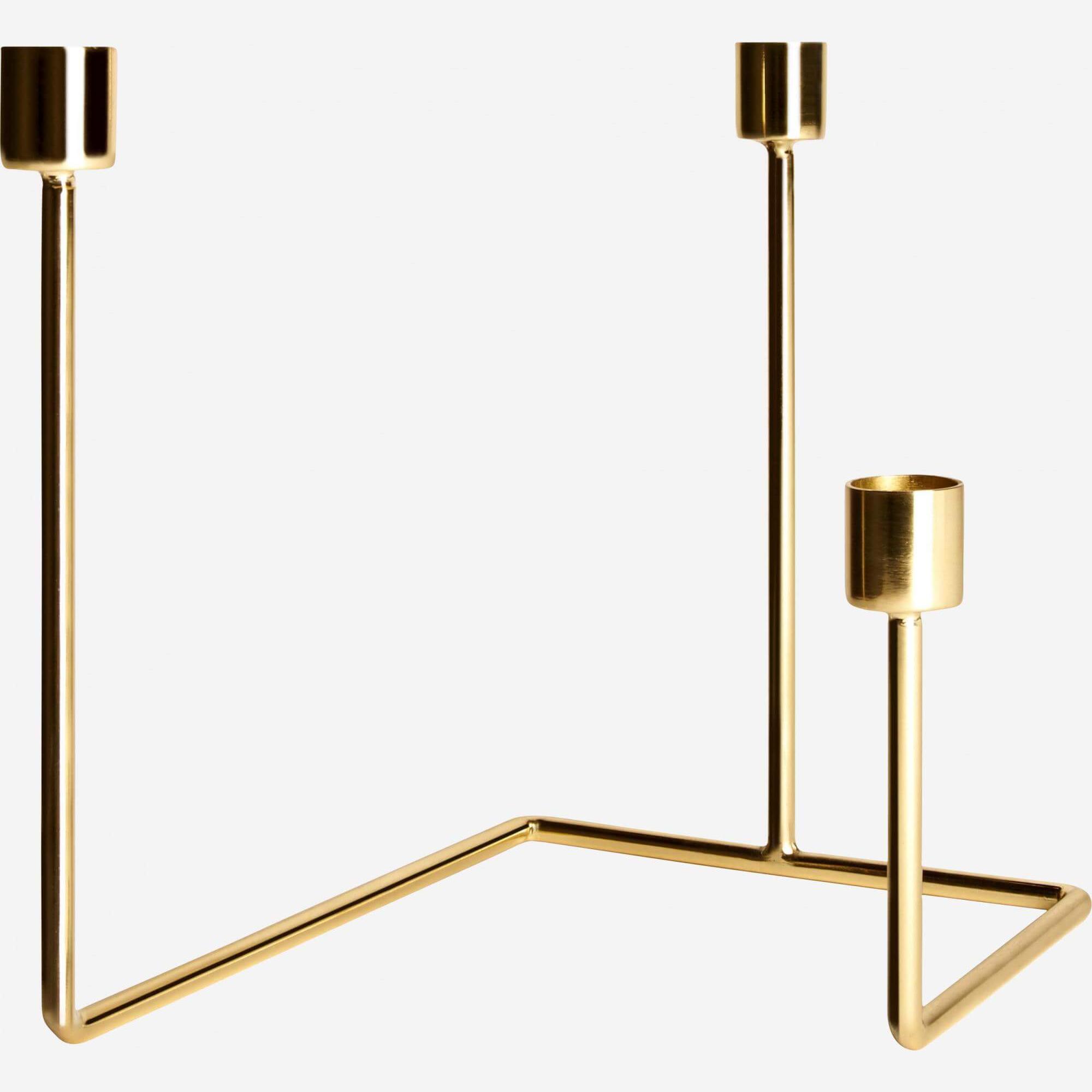 Golden candlestick 22cm with 3 branches