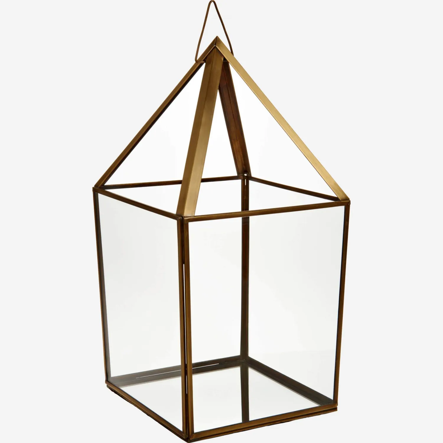 Lanterne en verre et métal  – 20 cm – Transparent et doré