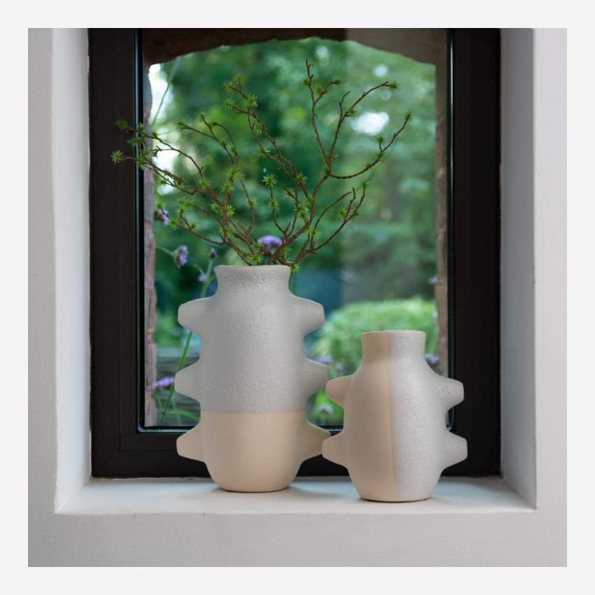 Vase en faïence - Gris et blanc - 16 x 23 cm