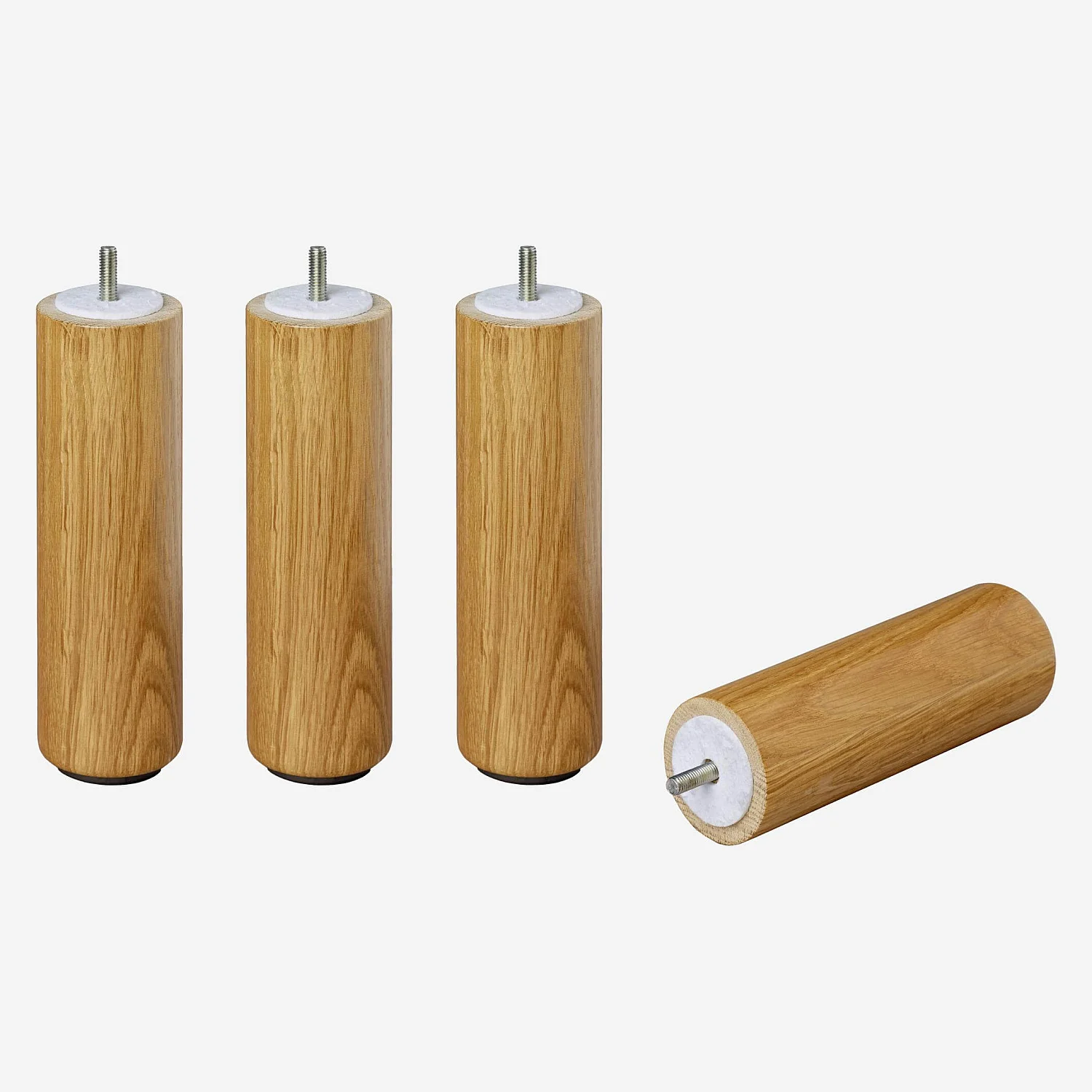Set di 4 gambe cilindriche per letto in rovere - 16 cm - Naturale - 3