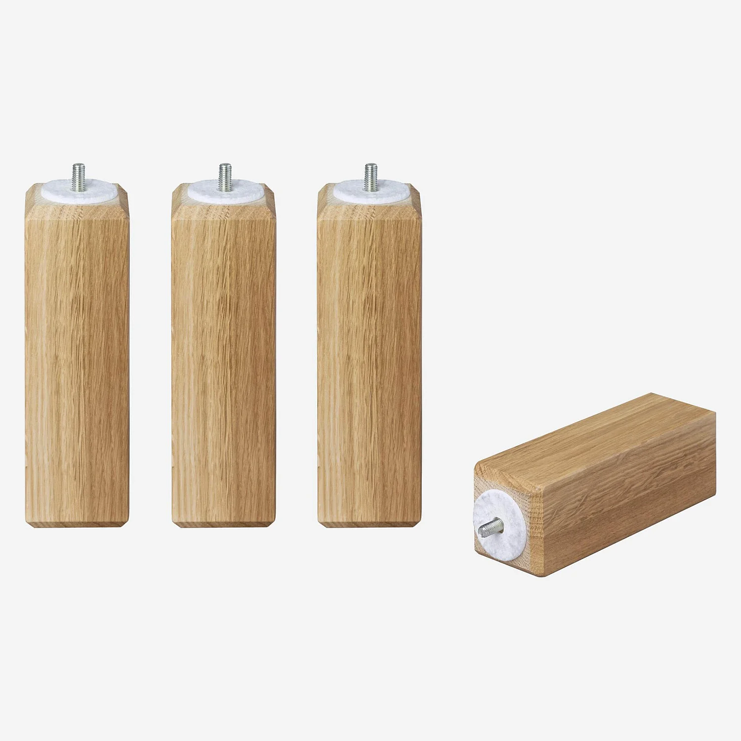 Set de 4 pieds de lit universels cubiques en chêne - 16 cm - Naturel - 3