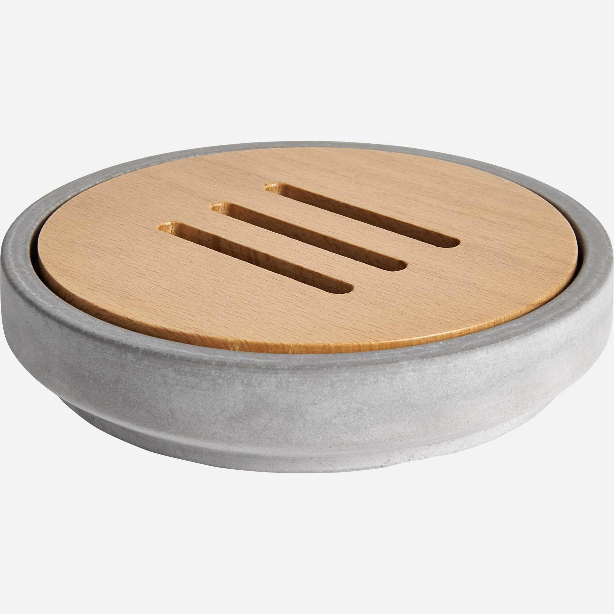 Wood and concrete soap dish - Grey