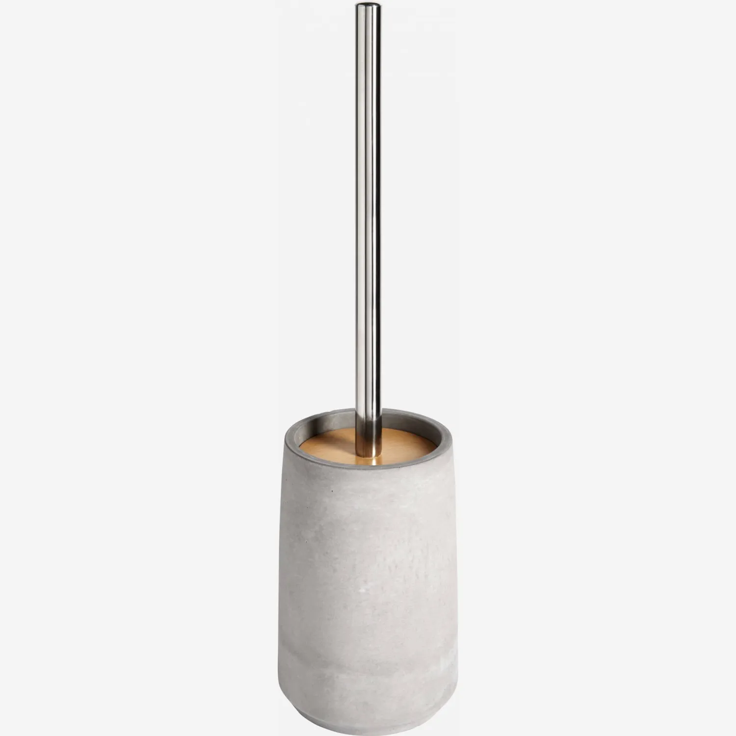 Concrete, wood and metal toilet brush