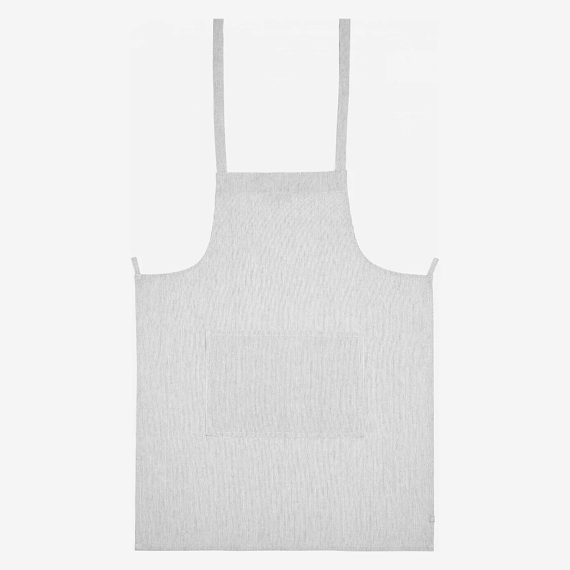 Tablier de cuisine en coton et lin - Blanc tissé noir - 1