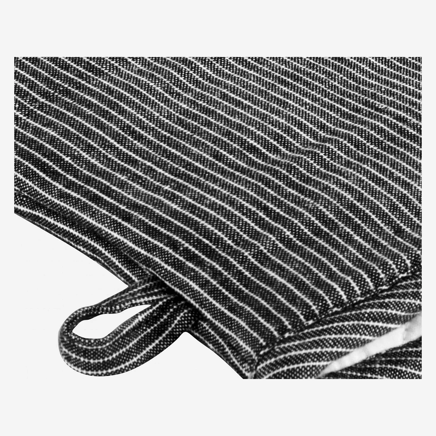 Gant de cuisine en coton et lin noir tissé blanc - 2