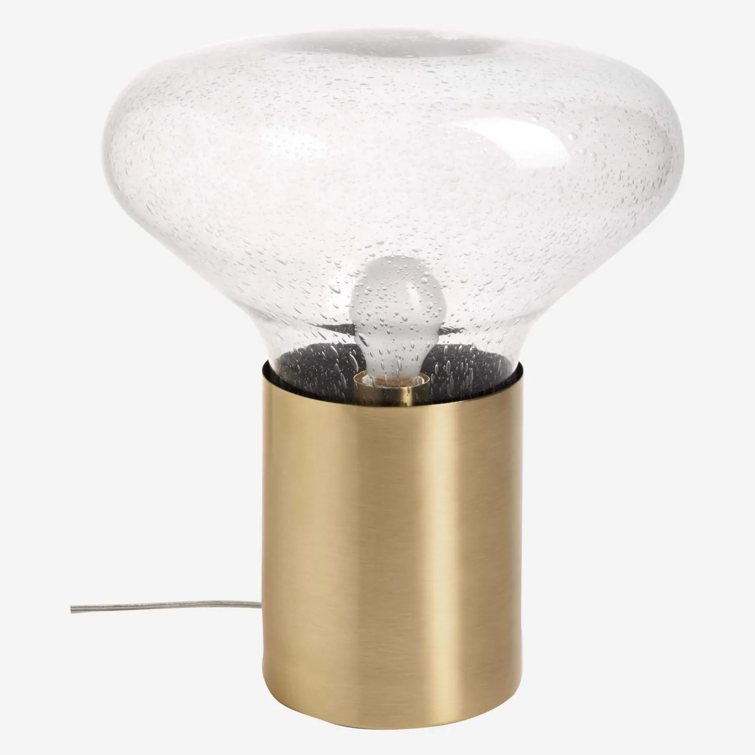 Candeeiro de mesa 42,5cm em vidro fumado e base em latão escovado dourado - 1