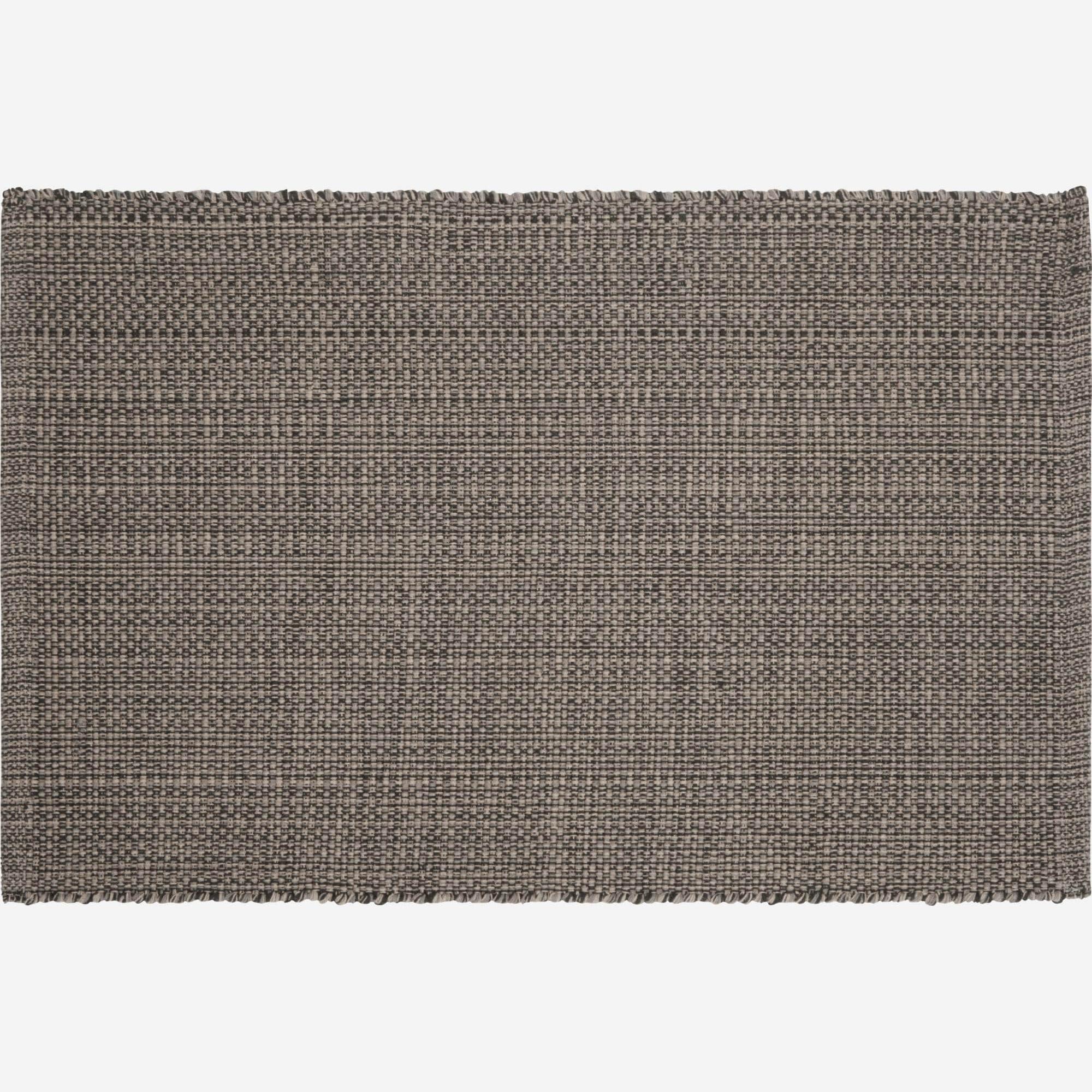 Alfombra tejida plana 60x90cm de algodón gris oscuro