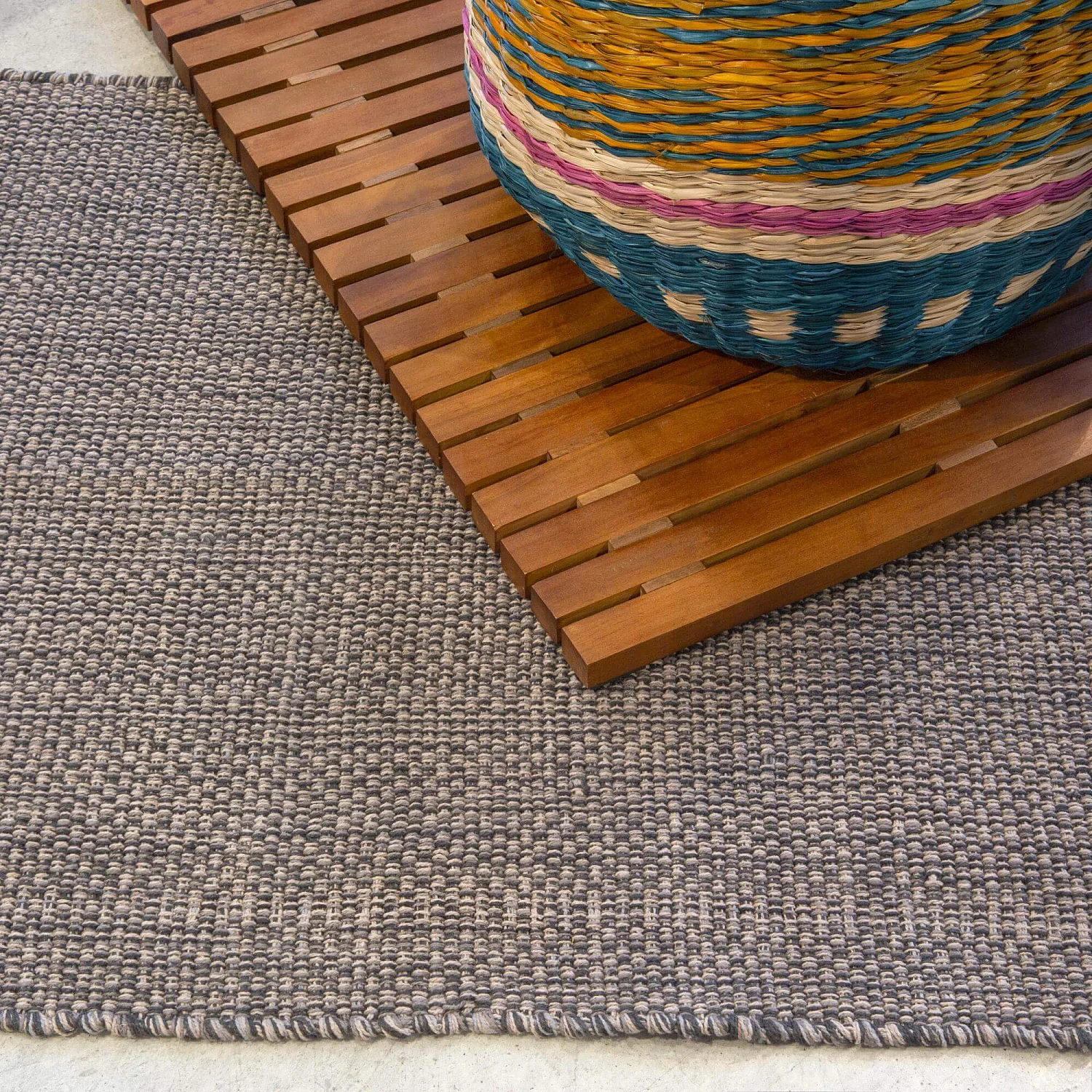 Tapis en coton tissé main - 60 x 90 cm - Gris - 3