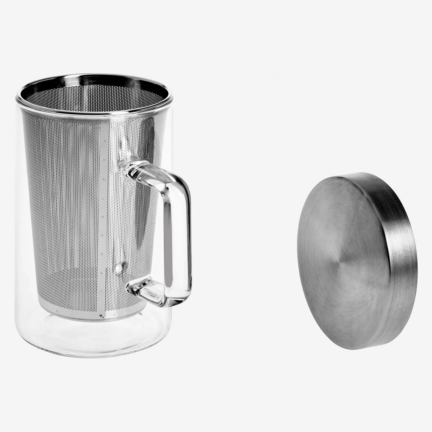 Glass mug with stainless steel built-in filter - 12 cm - 3