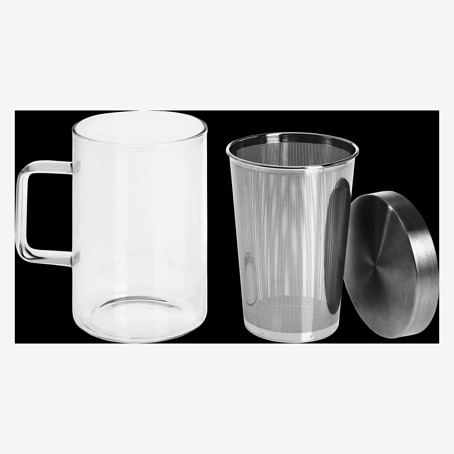 Glass mug with stainless steel built-in filter - 12 cm - 4