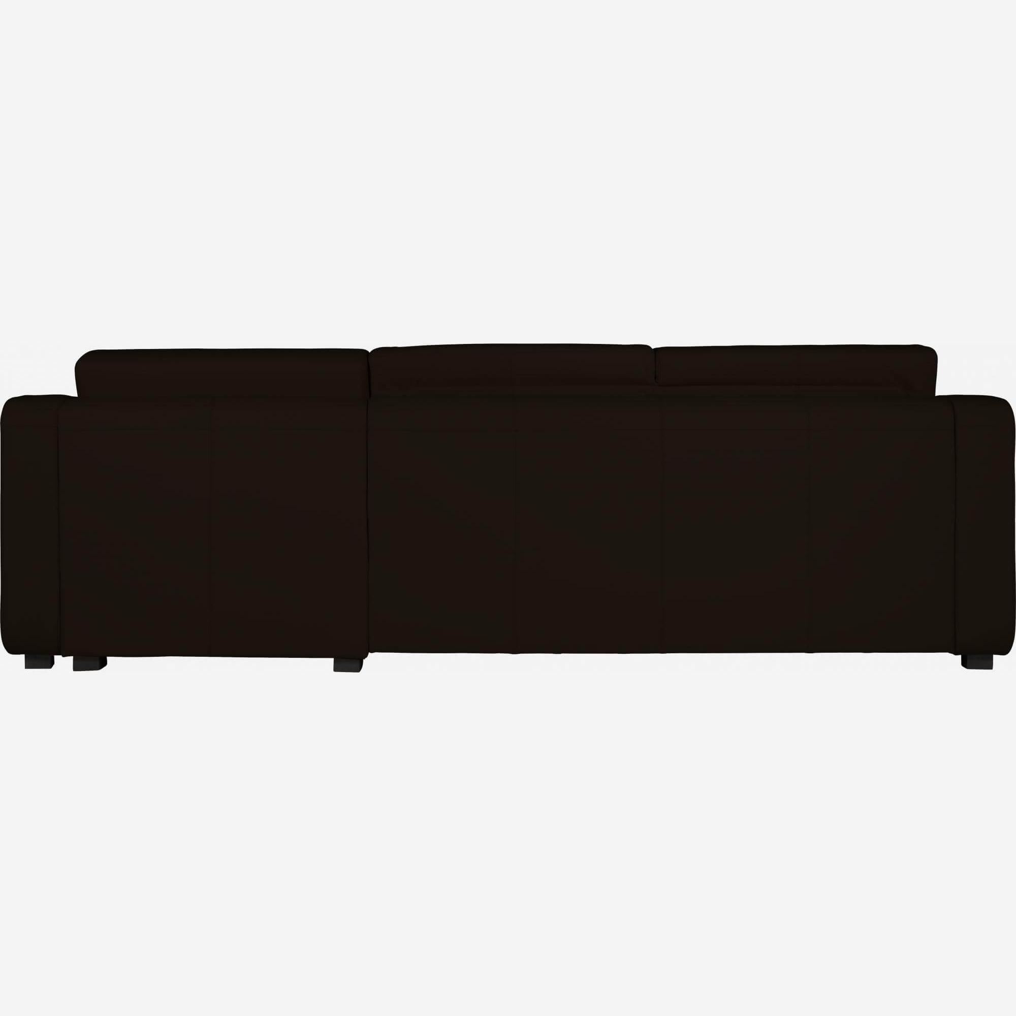 Leather 3-seater corner sofa bed - Brown