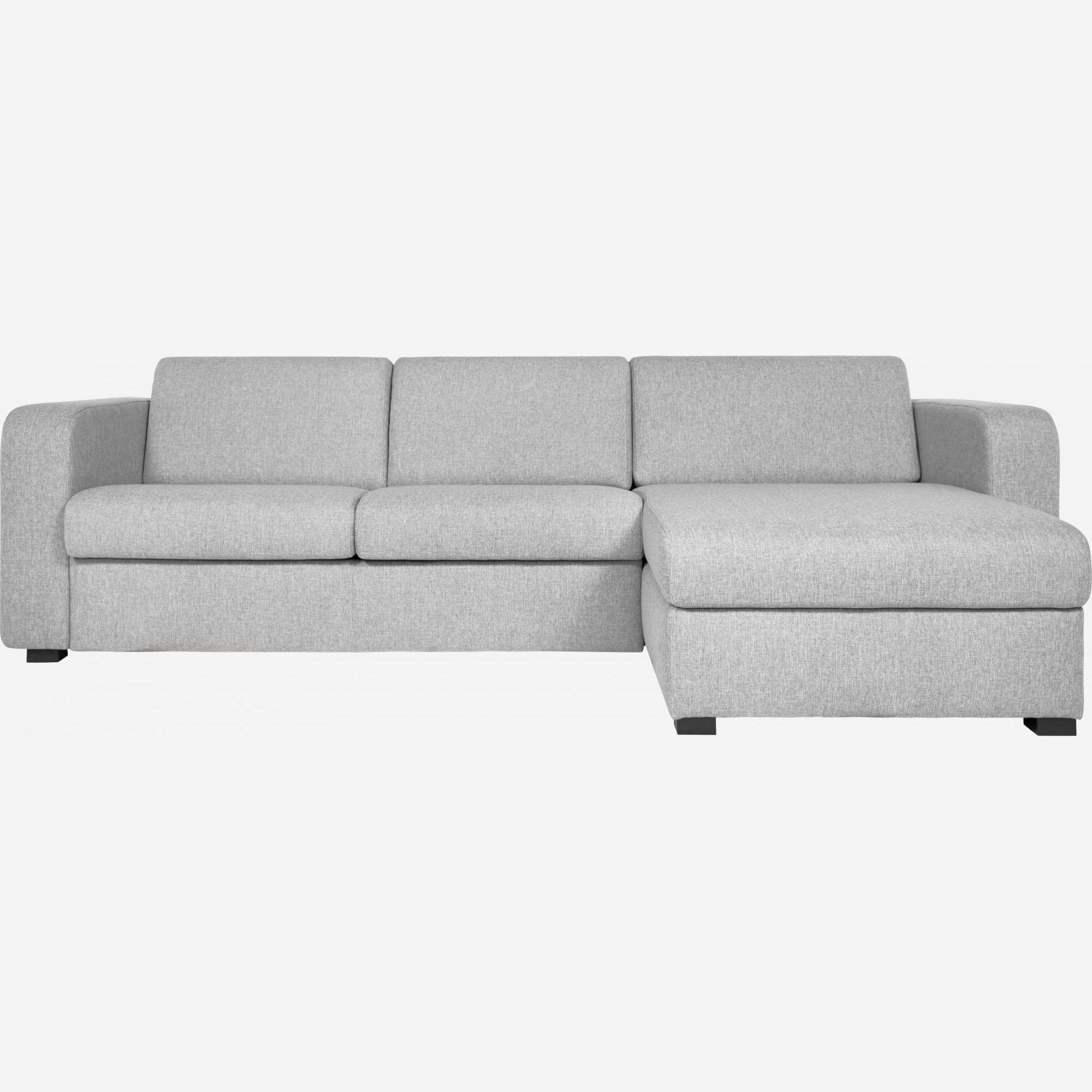 Fabric 2-seater corner sofa bed - Light grey