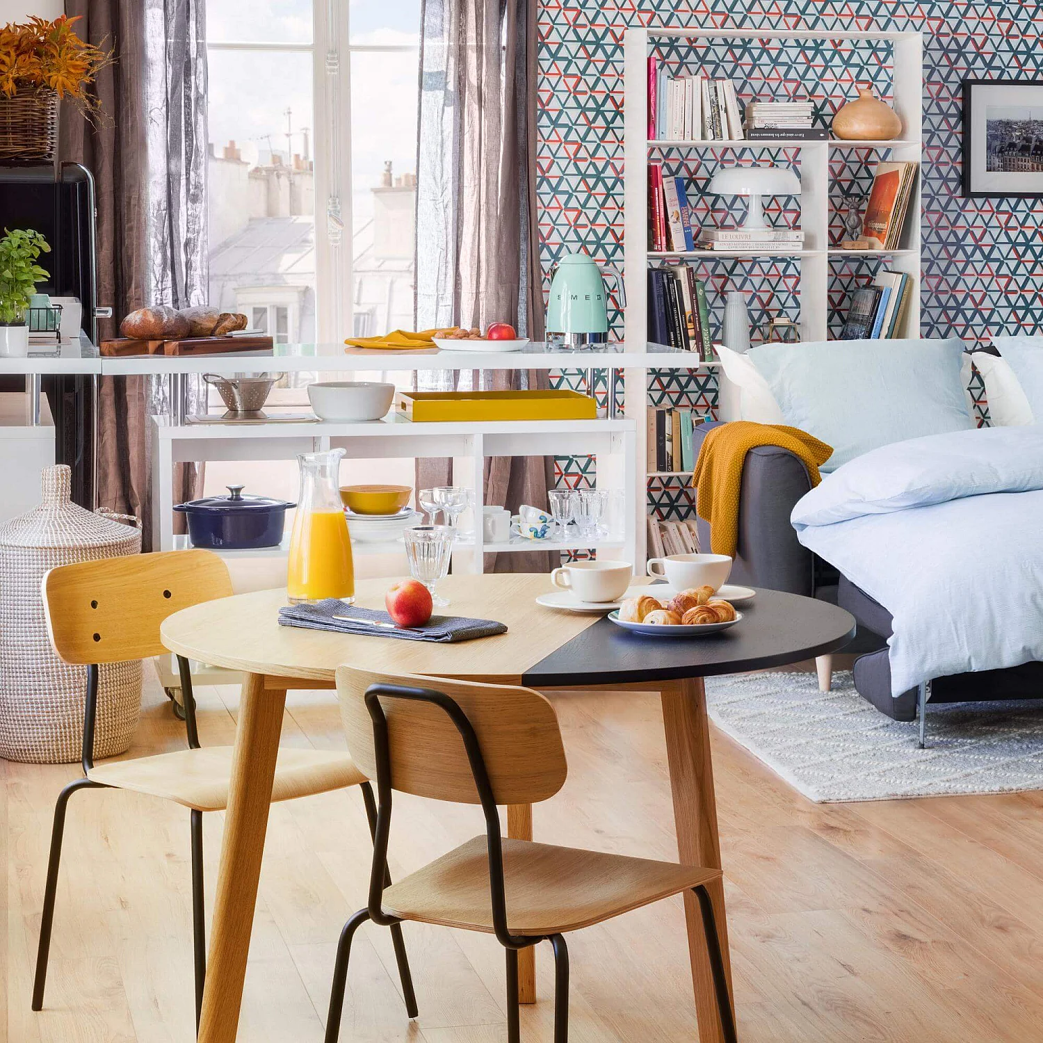 Chaise en chêne et pieds en acier laqué - Anthracite - 7