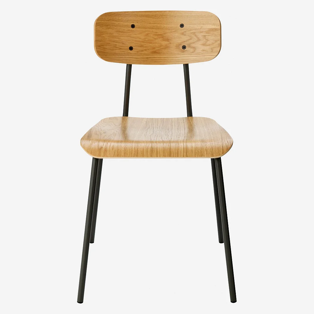 Chaise en chêne et pieds en acier laqué - Anthracite - 3