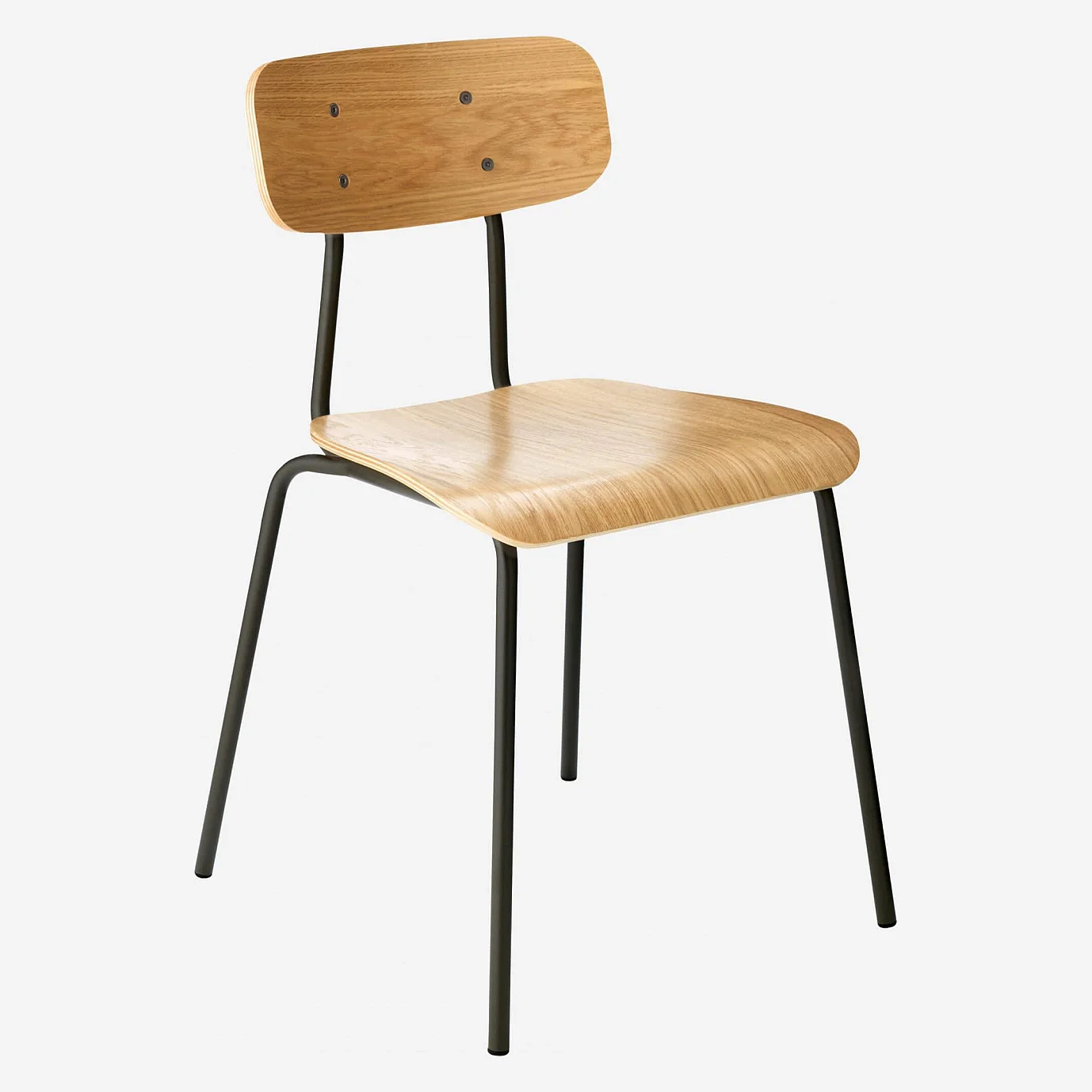 Chaise en chêne et pieds en acier laqué - Anthracite - 1