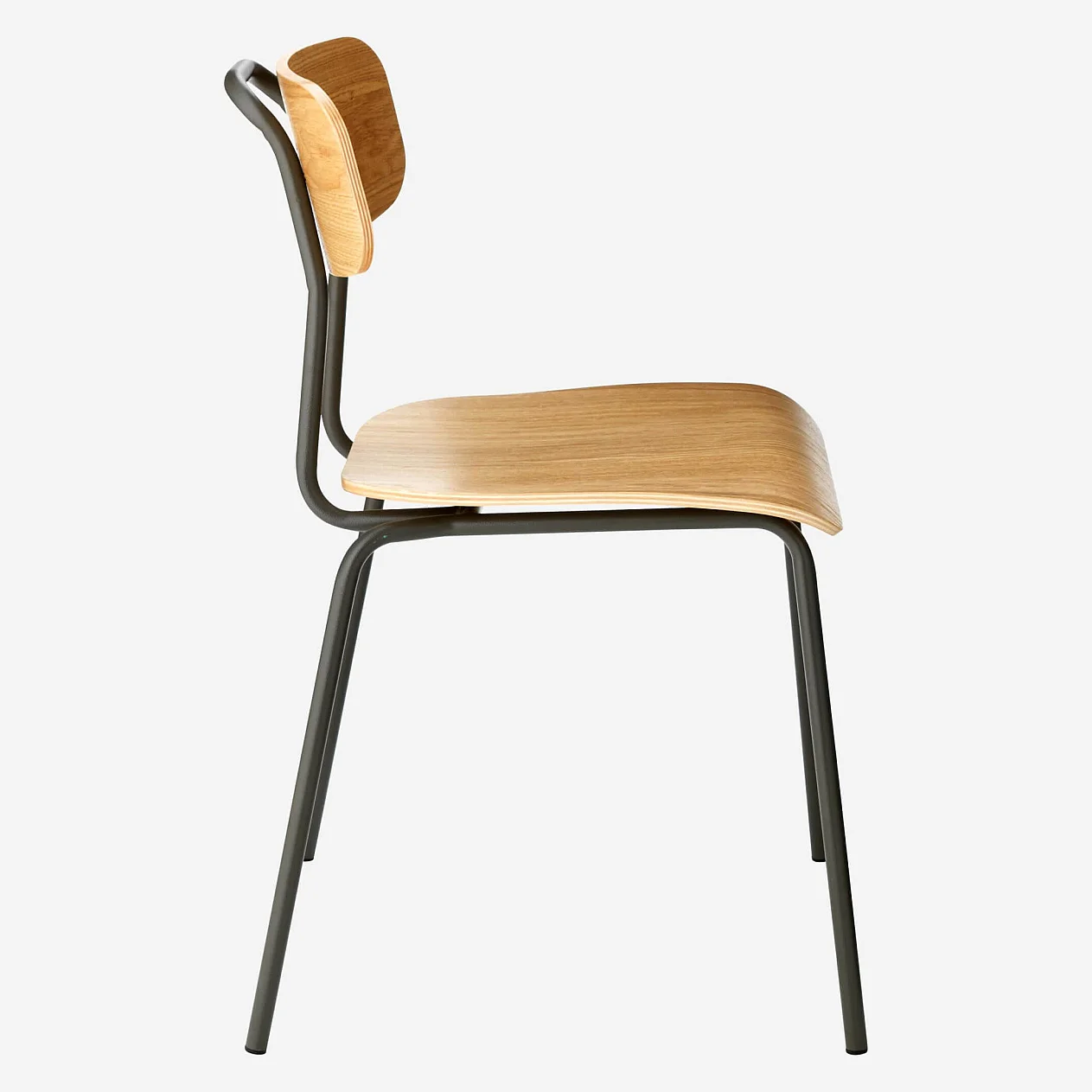 Chaise en chêne et pieds en acier laqué - Anthracite - 5