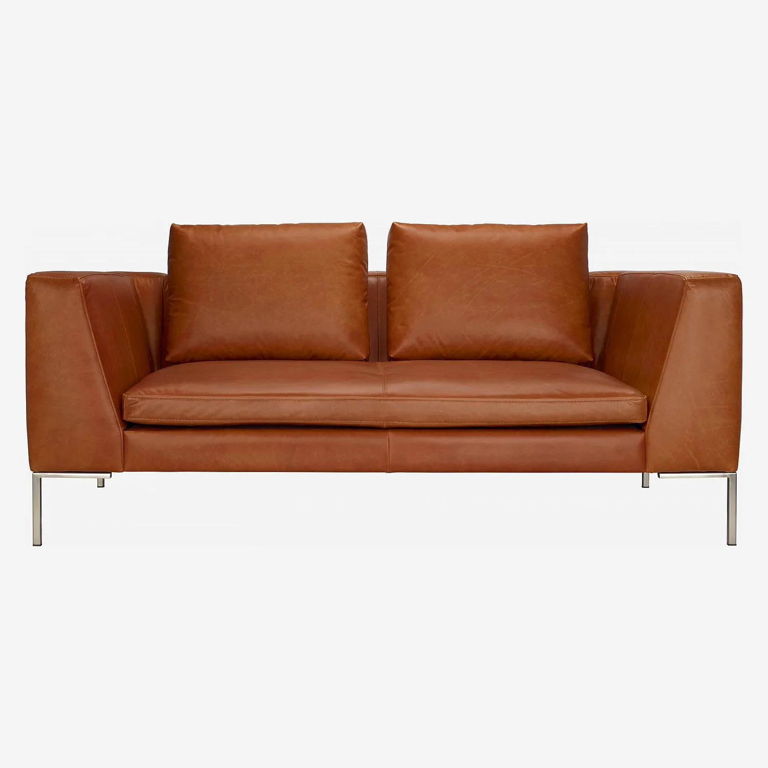 Sofá 2 lugares em pele Vintage Leather - Castanho conhaque - 2