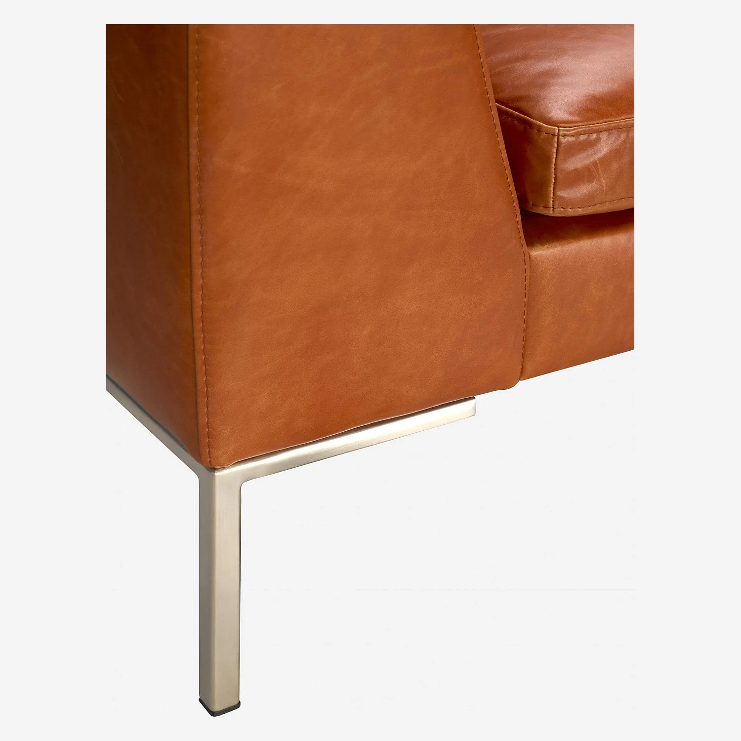 Sofá 2 lugares em pele Vintage Leather - Castanho conhaque - 9