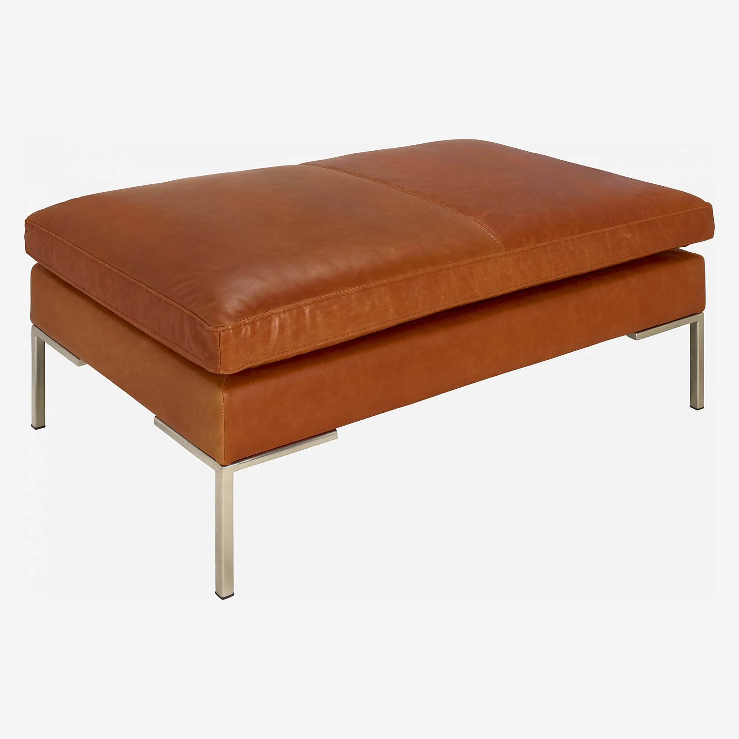 Repose-pieds en cuir Vintage Leather - Marron cognac - 1