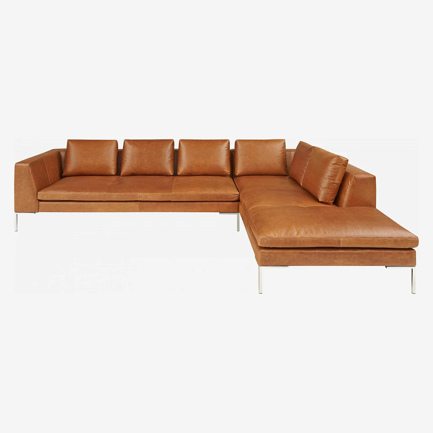 3-Sitzer-Sofa mit Chaiselongue rechts aus Vintage-Leder - Cognacbraun - 1