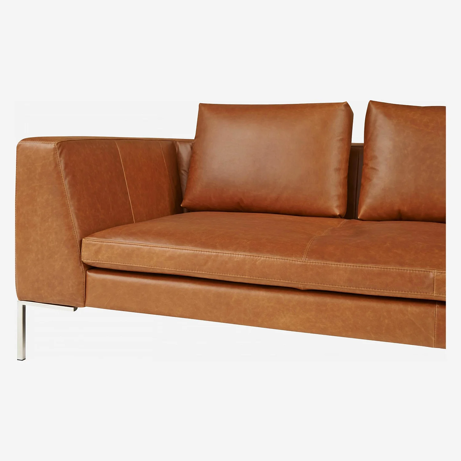 3-Sitzer-Sofa mit Chaiselongue rechts aus Vintage-Leder - Cognacbraun - 2