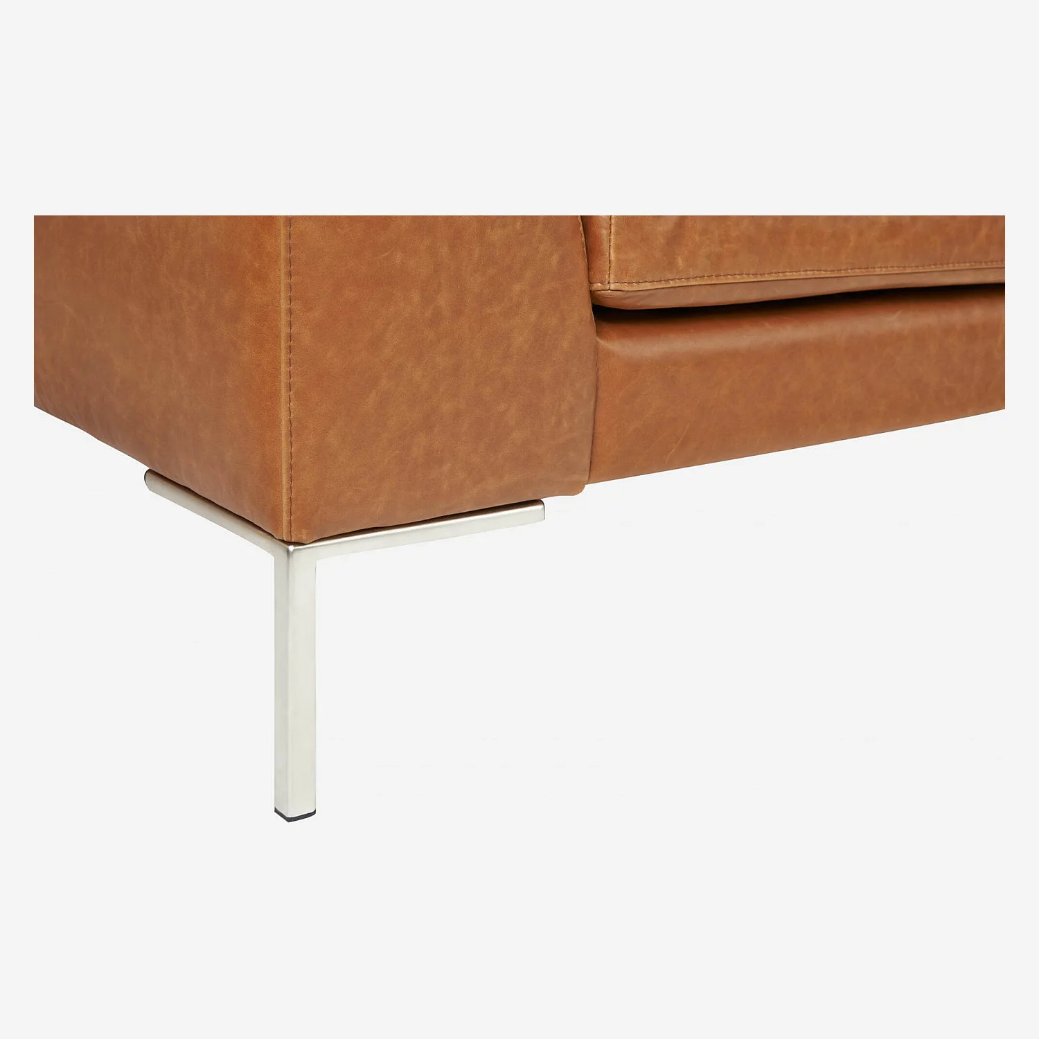 3-Sitzer-Sofa mit Chaiselongue rechts aus Vintage-Leder - Cognacbraun - 5