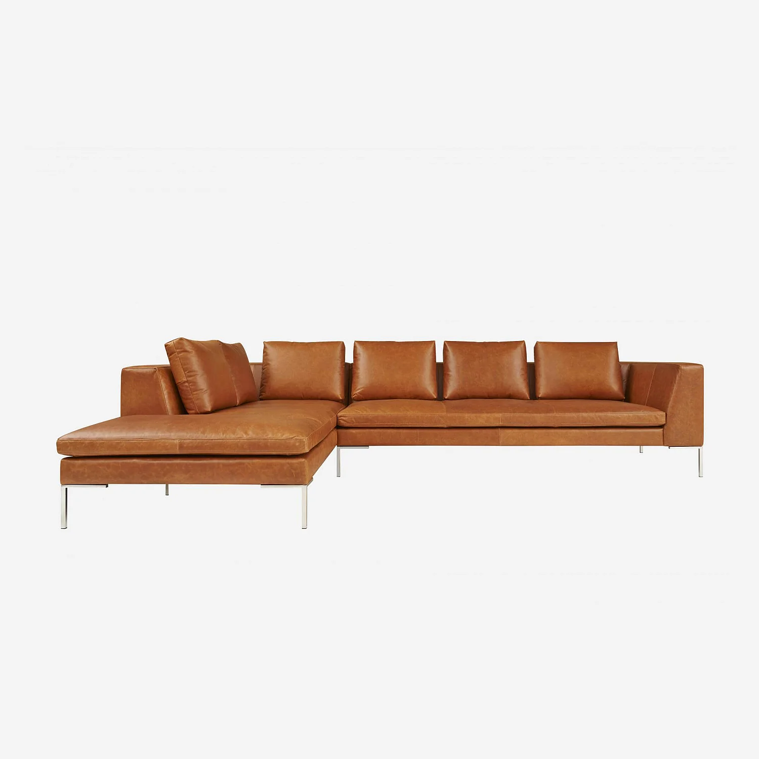 3-Sitzer-Sofa mit Chaiselongue links aus Vintage-Leder - Cognacbraun - 1