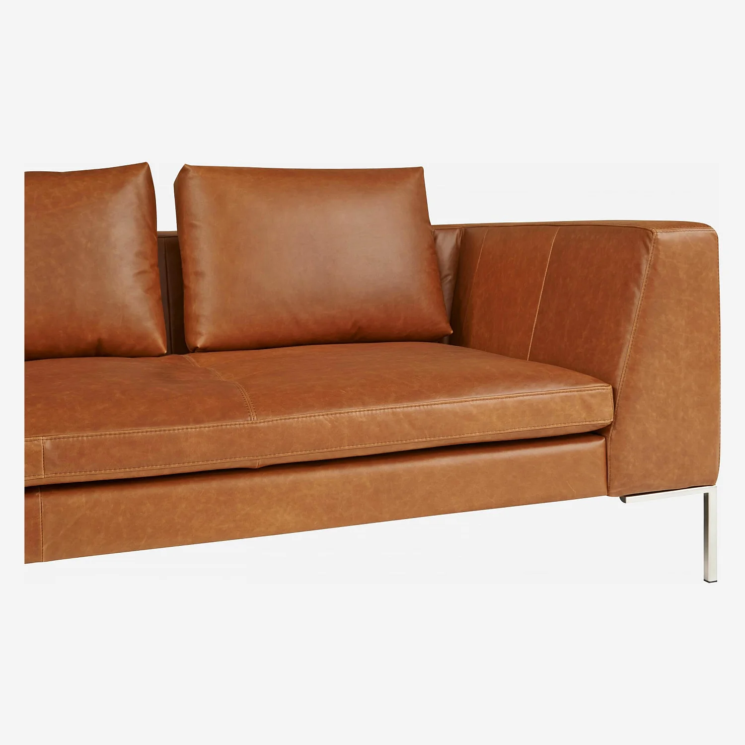 3-Sitzer-Sofa mit Chaiselongue links aus Vintage-Leder - Cognacbraun - 2