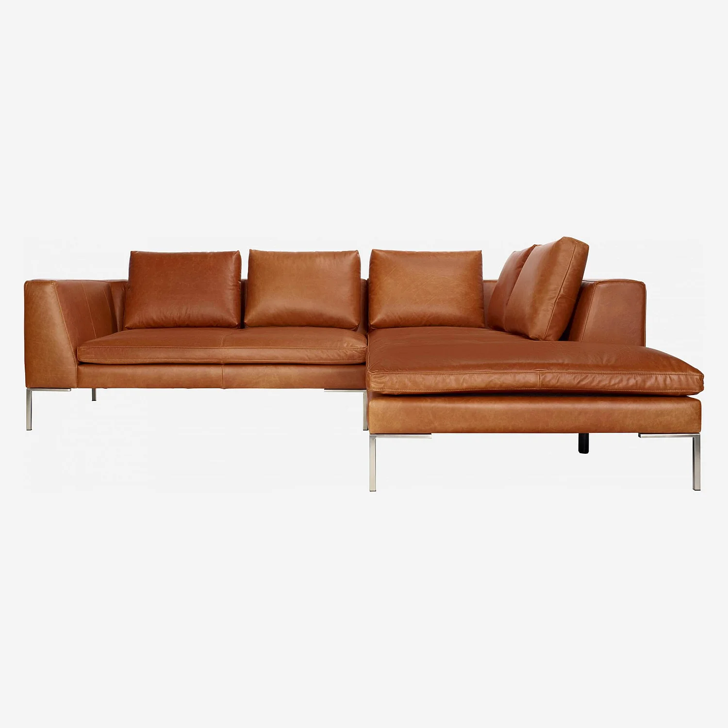 Canapé d'angle droit en cuir Vintage Leather - Marron cognac - 2