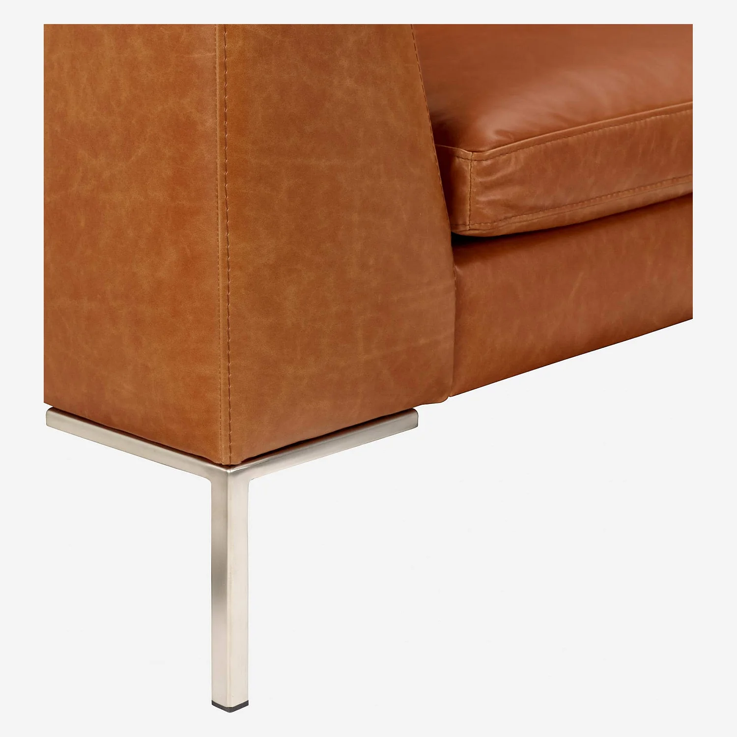 Canapé d'angle droit en cuir Vintage Leather - Marron cognac - 9