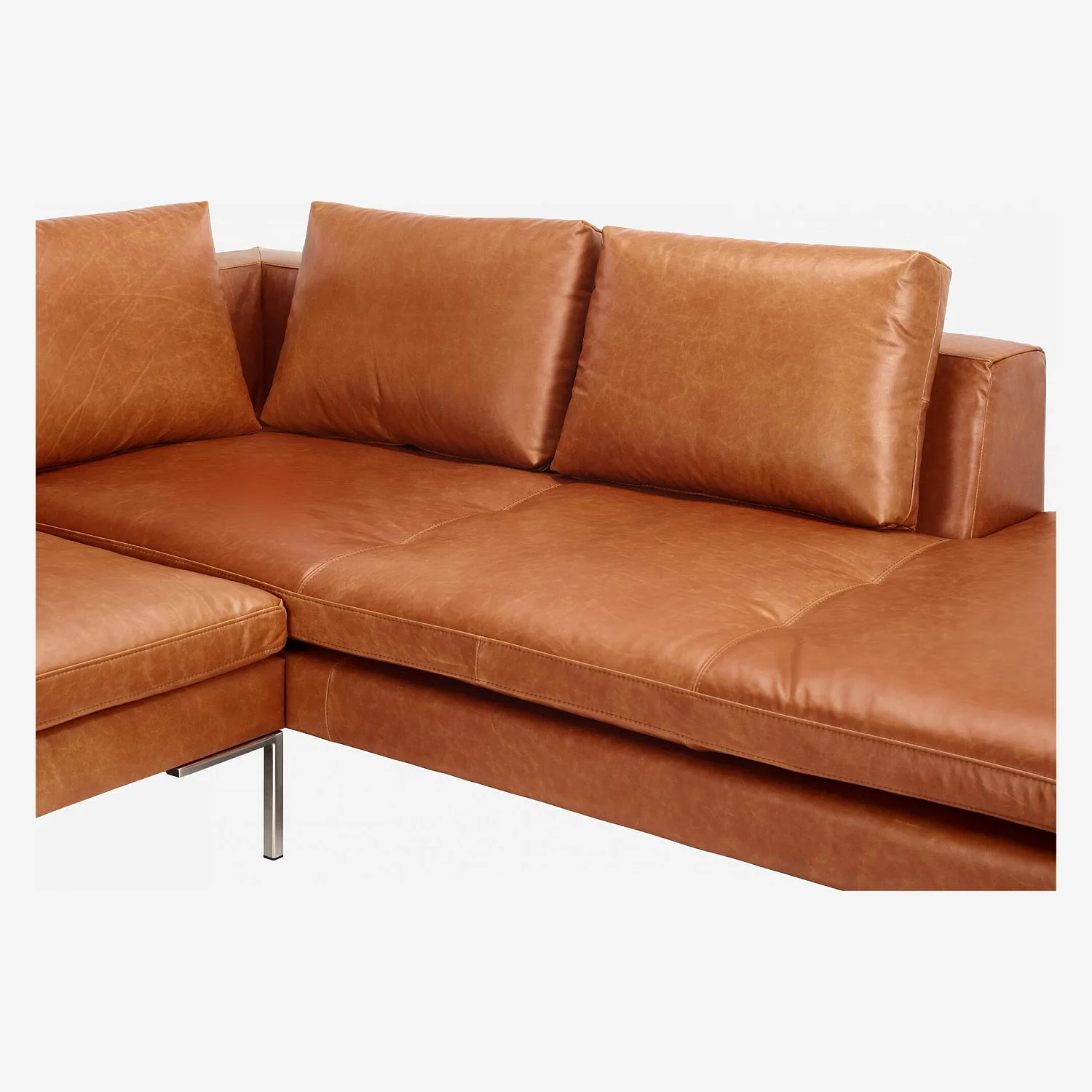 Canapé d'angle droit en cuir Vintage Leather - Marron cognac - 3