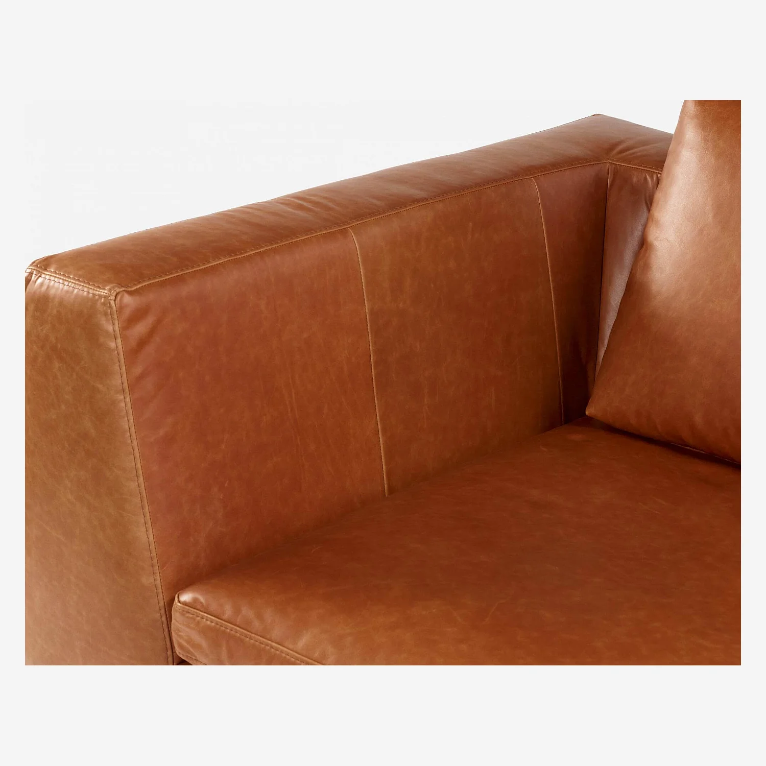 Canapé d'angle droit en cuir Vintage Leather - Marron cognac - 6