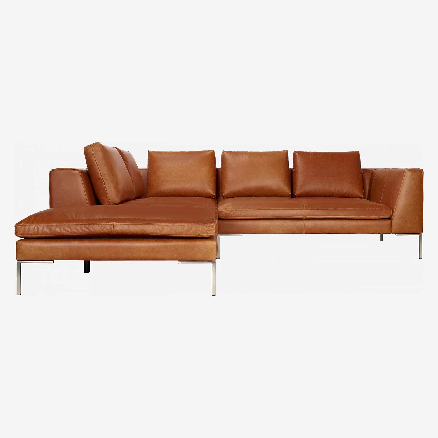 Canapé d'angle gauche en cuir Vintage Leather - Marron cognac - 1