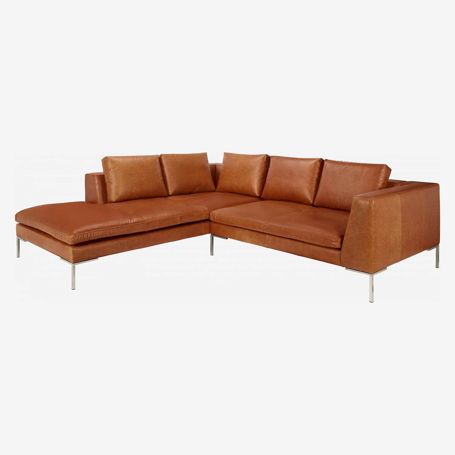 Canapé d'angle gauche en cuir Vintage Leather - Marron cognac - 4