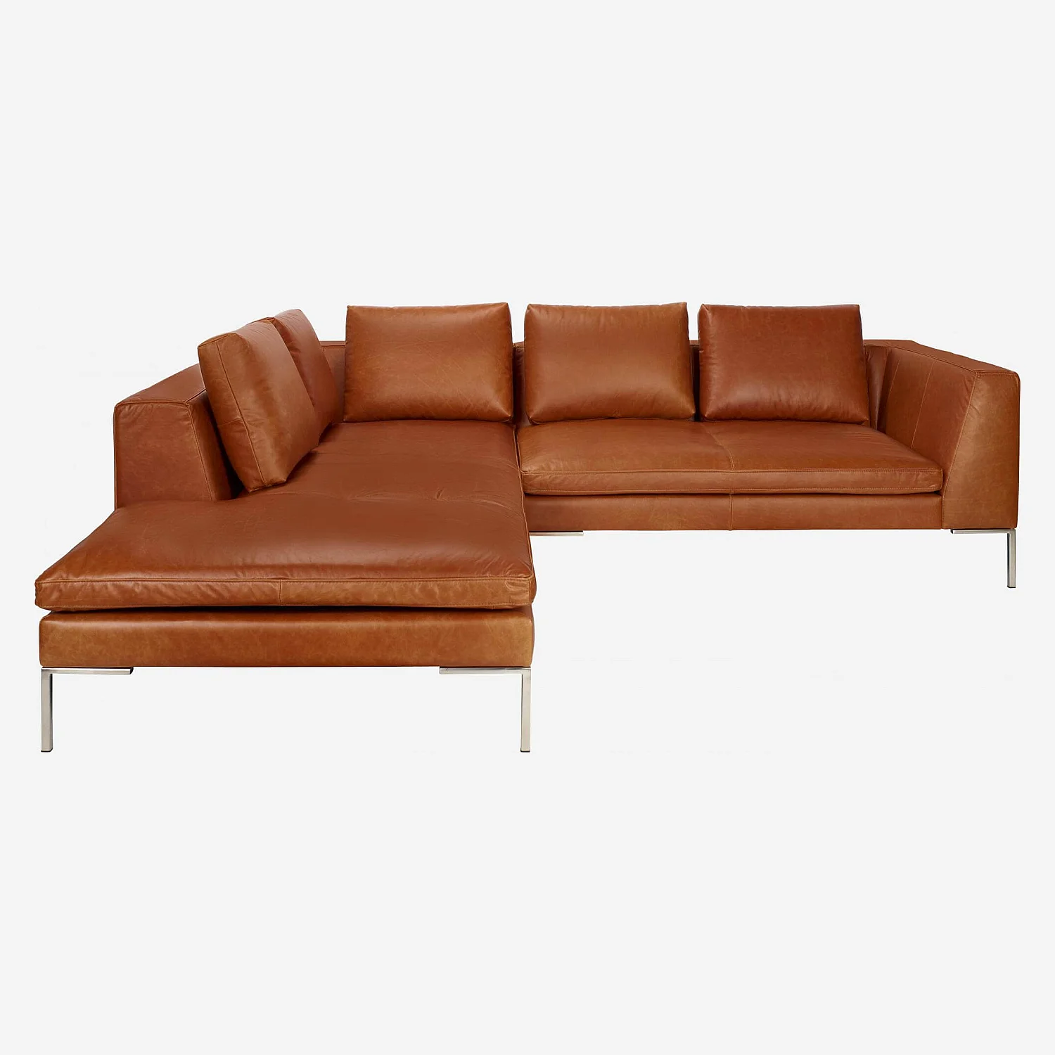 Canapé d'angle gauche en cuir Vintage Leather - Marron cognac - 6