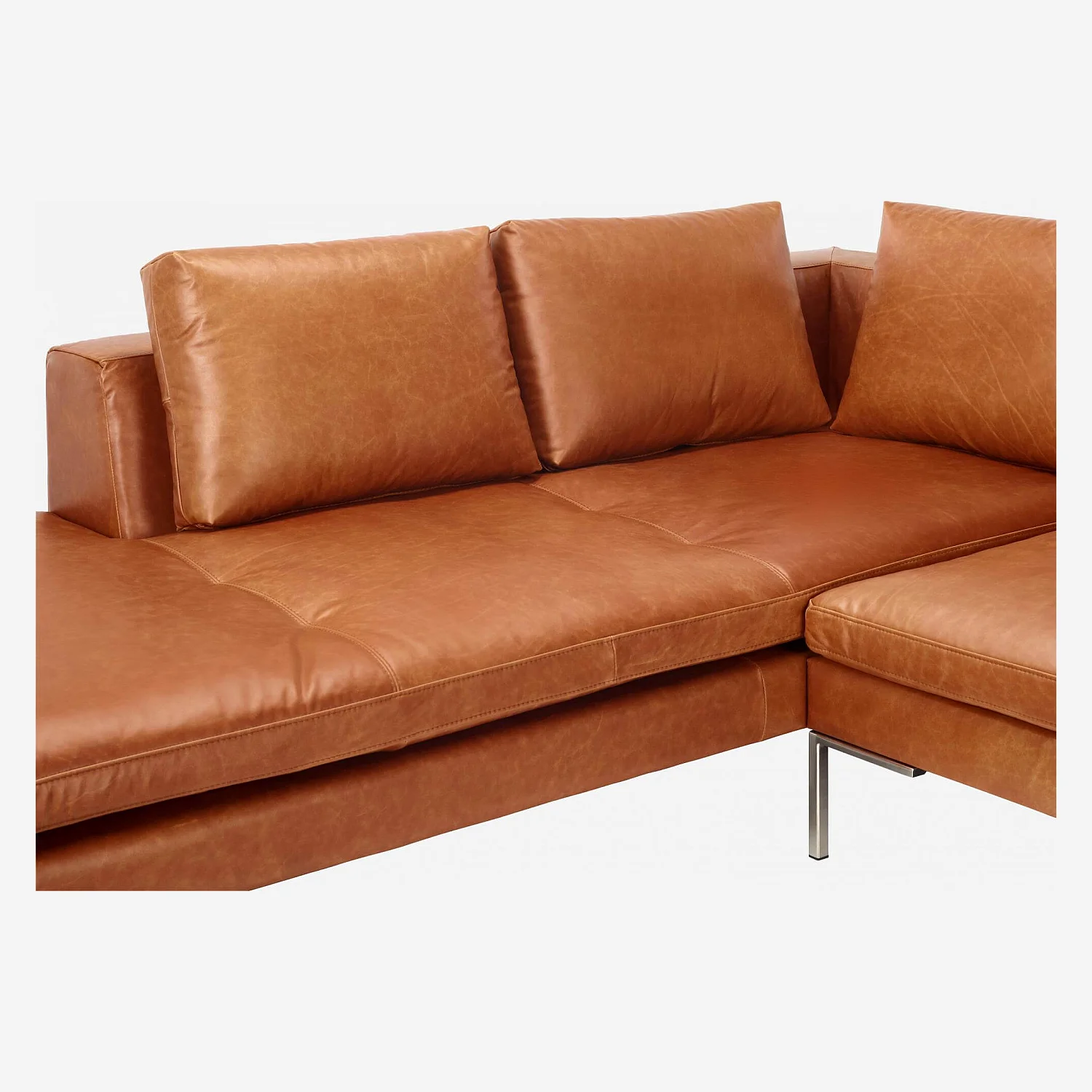 Canapé d'angle gauche en cuir Vintage Leather - Marron cognac - 7