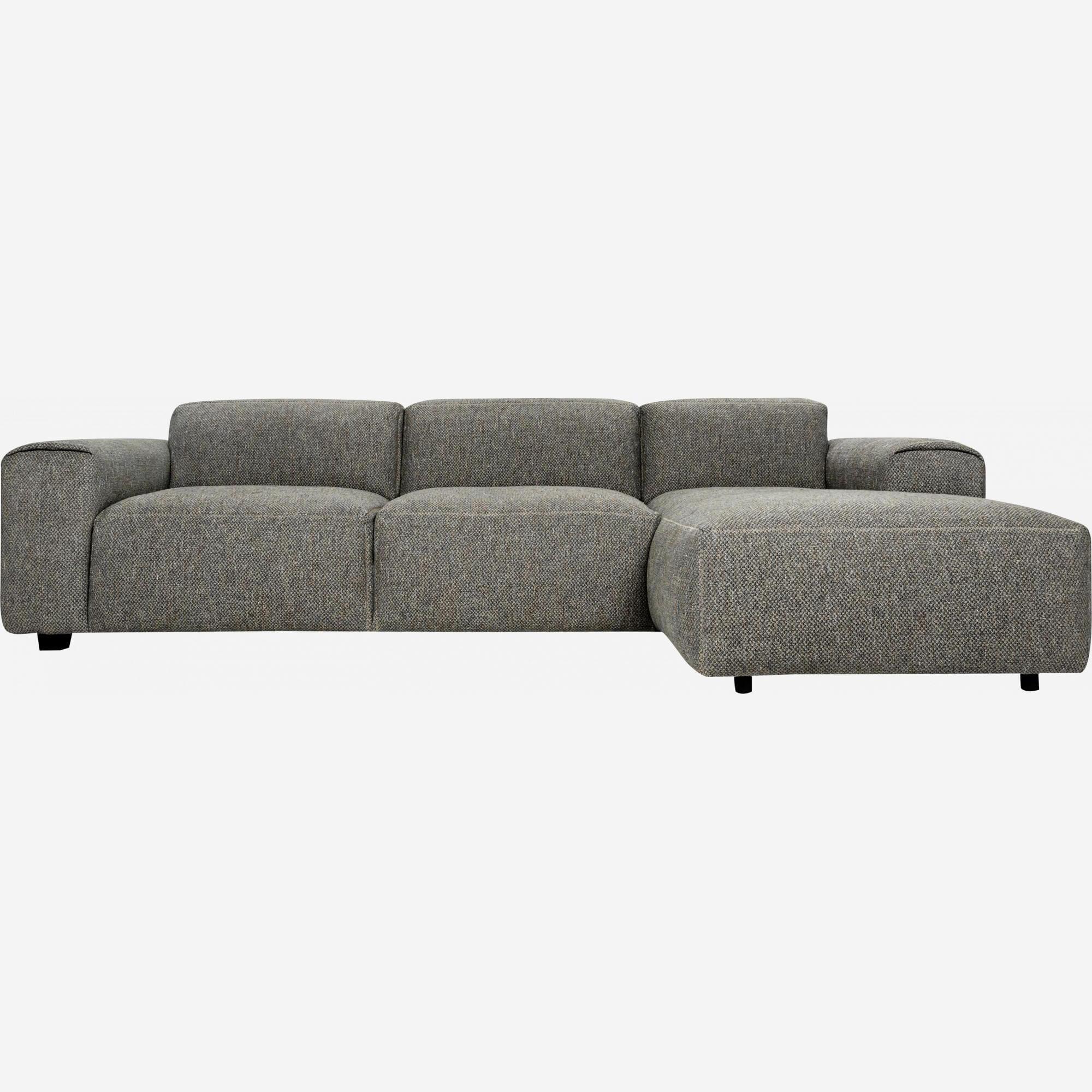 3-Sitzer Sofa mit Chaiselongue rechts aus Bellagio-Stoff in Nachtgrau