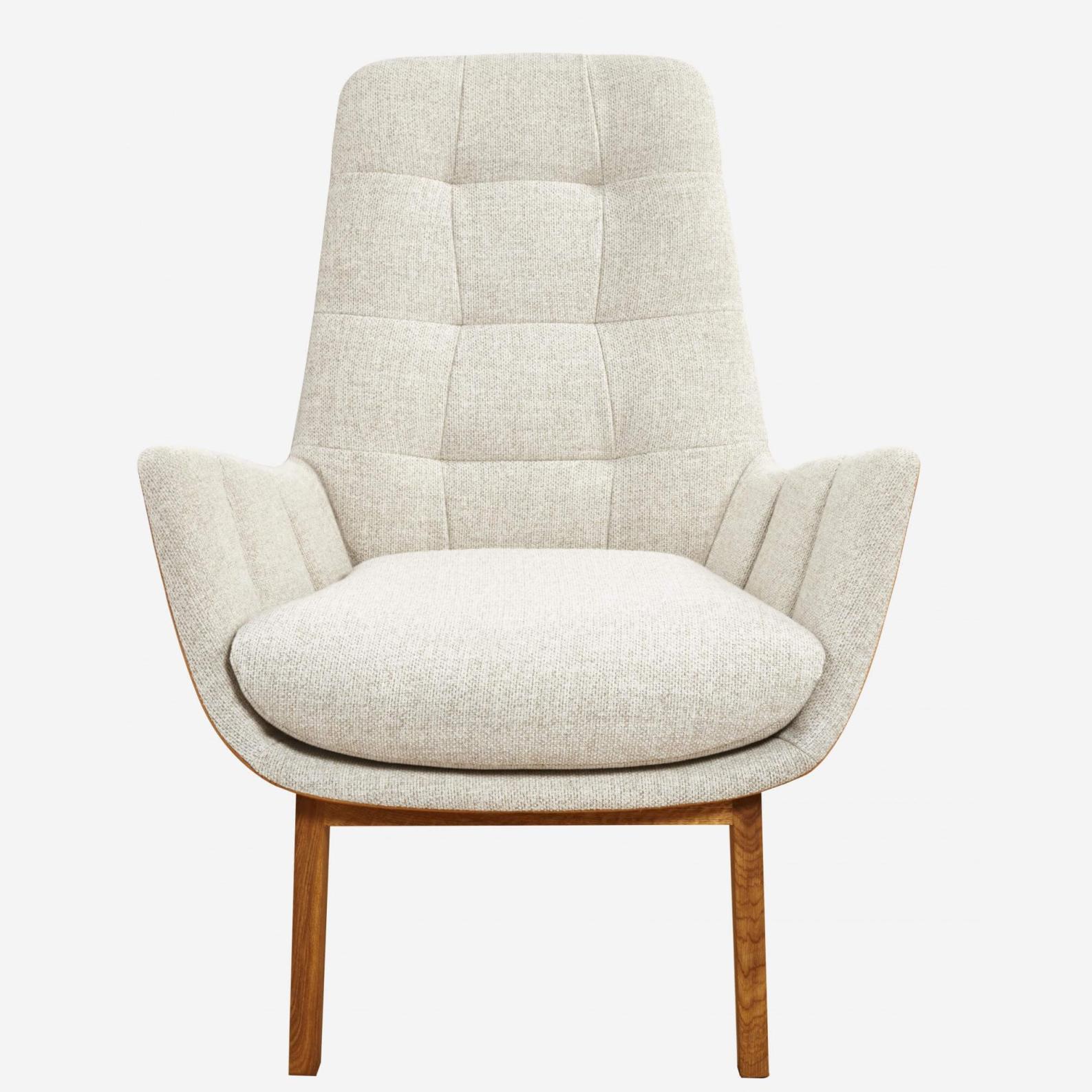 Fauteuil In Lecce stof Beige In Vintage leer - Eiken poten