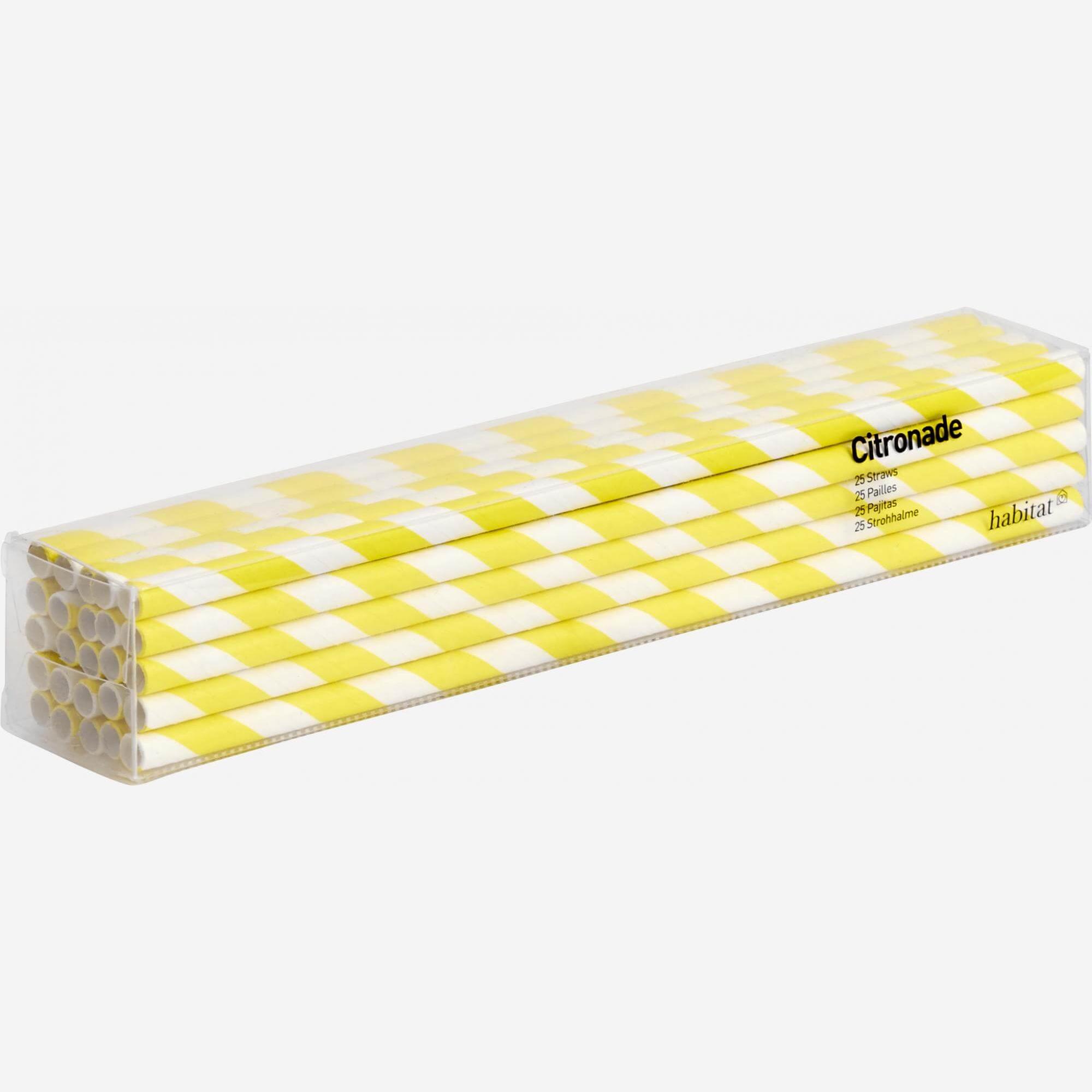 Pack de 25 pailles en papier jaune