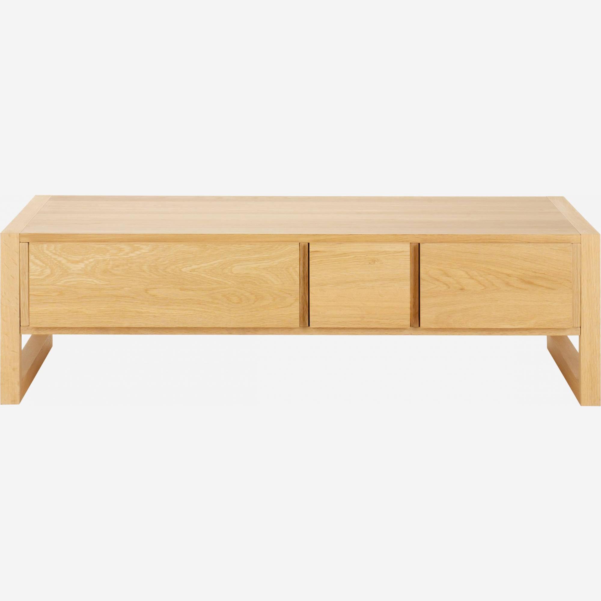 Solid oak coffee table with drawers